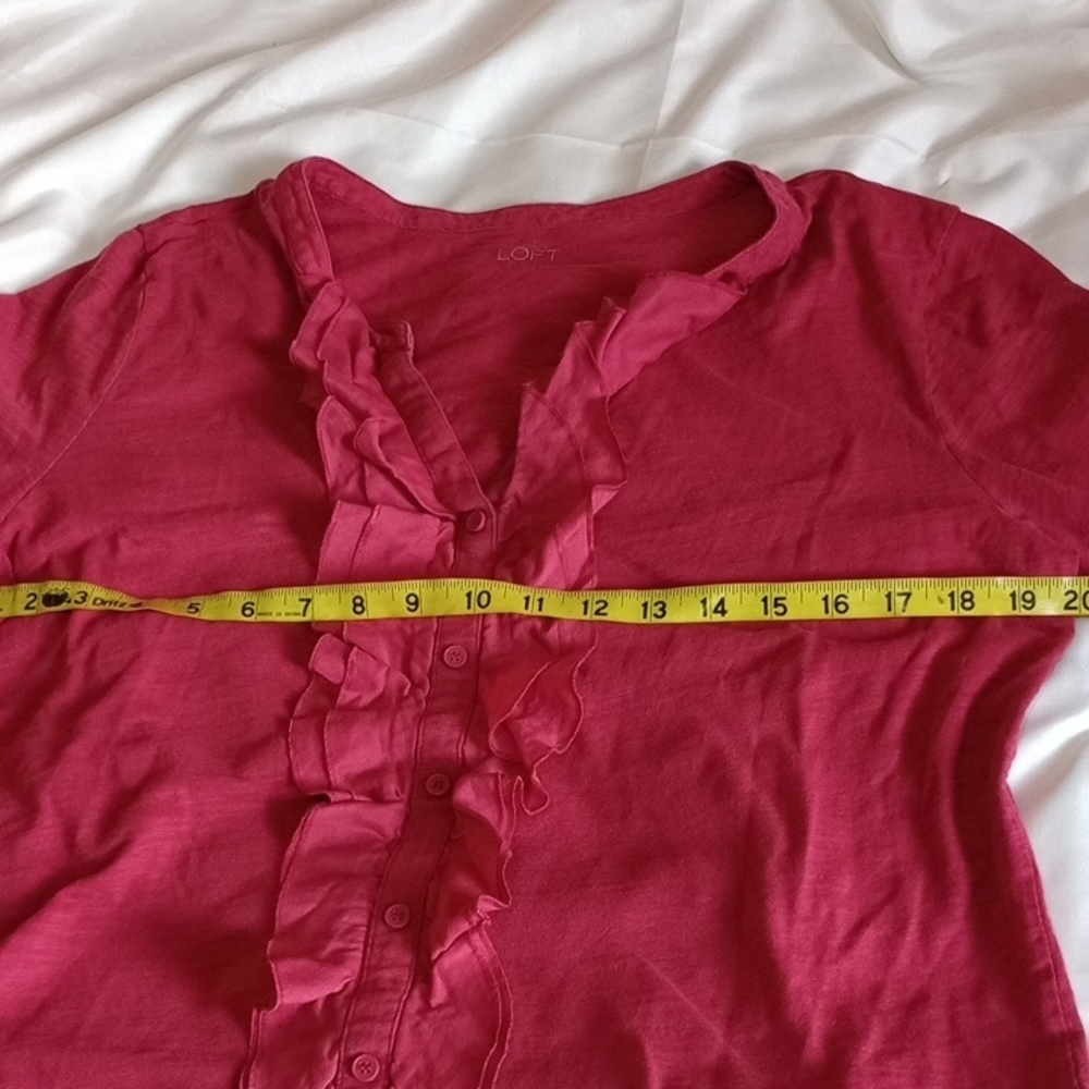 LOFT Fuchsia Ruffle Top - Picture 7 of 12